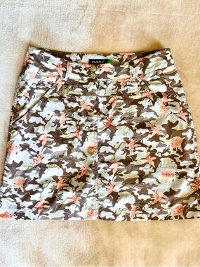 Y2K Floral Camo Mini Skirt in Brown & Pink